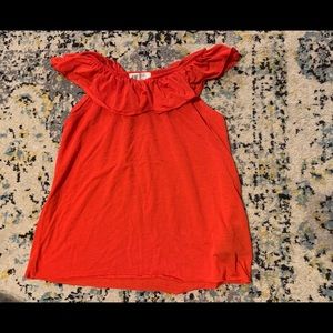 H&M red top- flutter detail